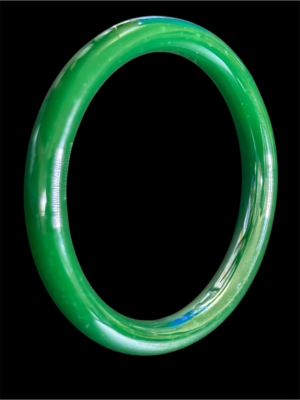 Vintage Chunky Green Glass Bangle Bracelet